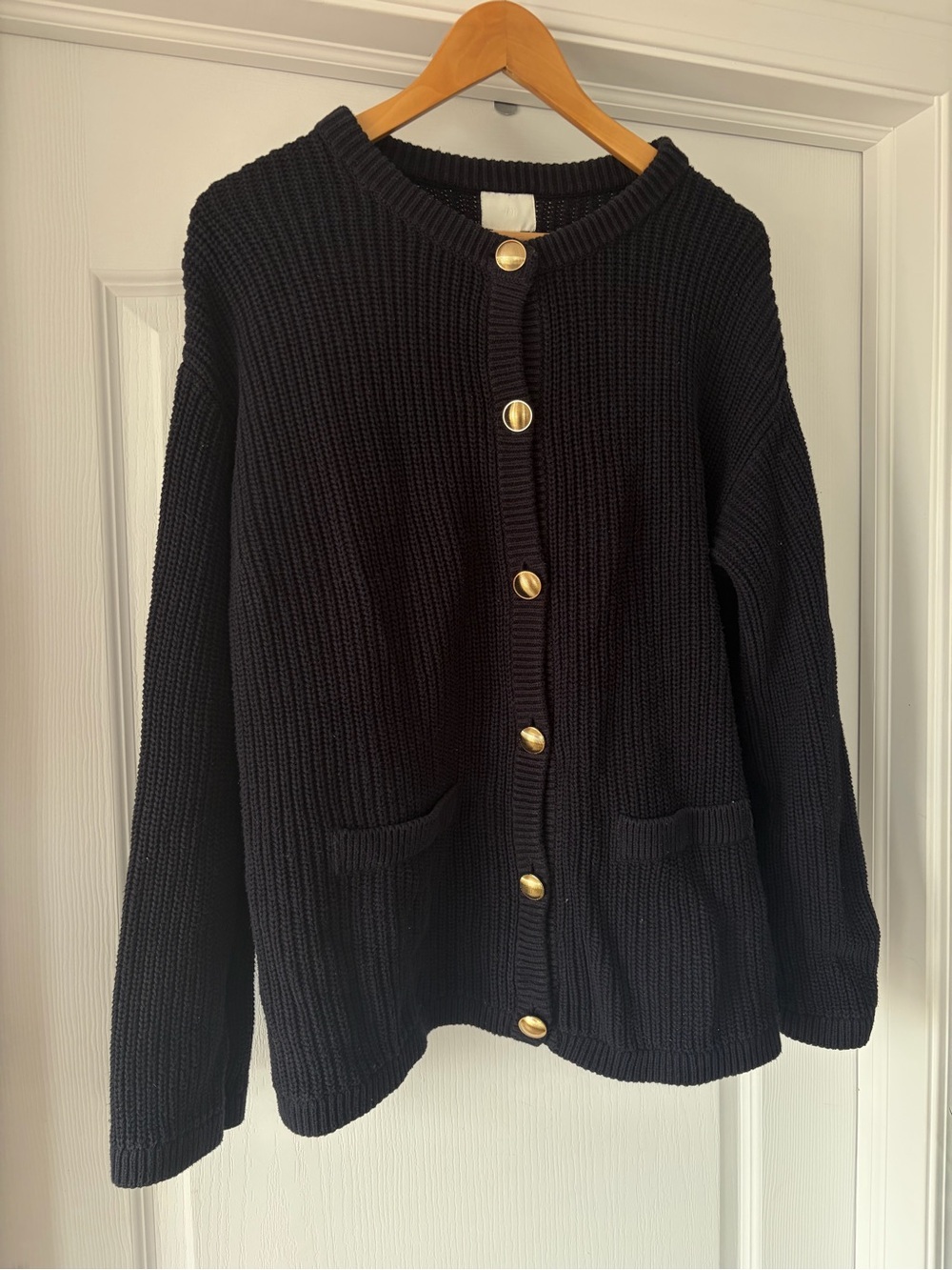 H&M Navy Knit Cardigan with Gold Buttons